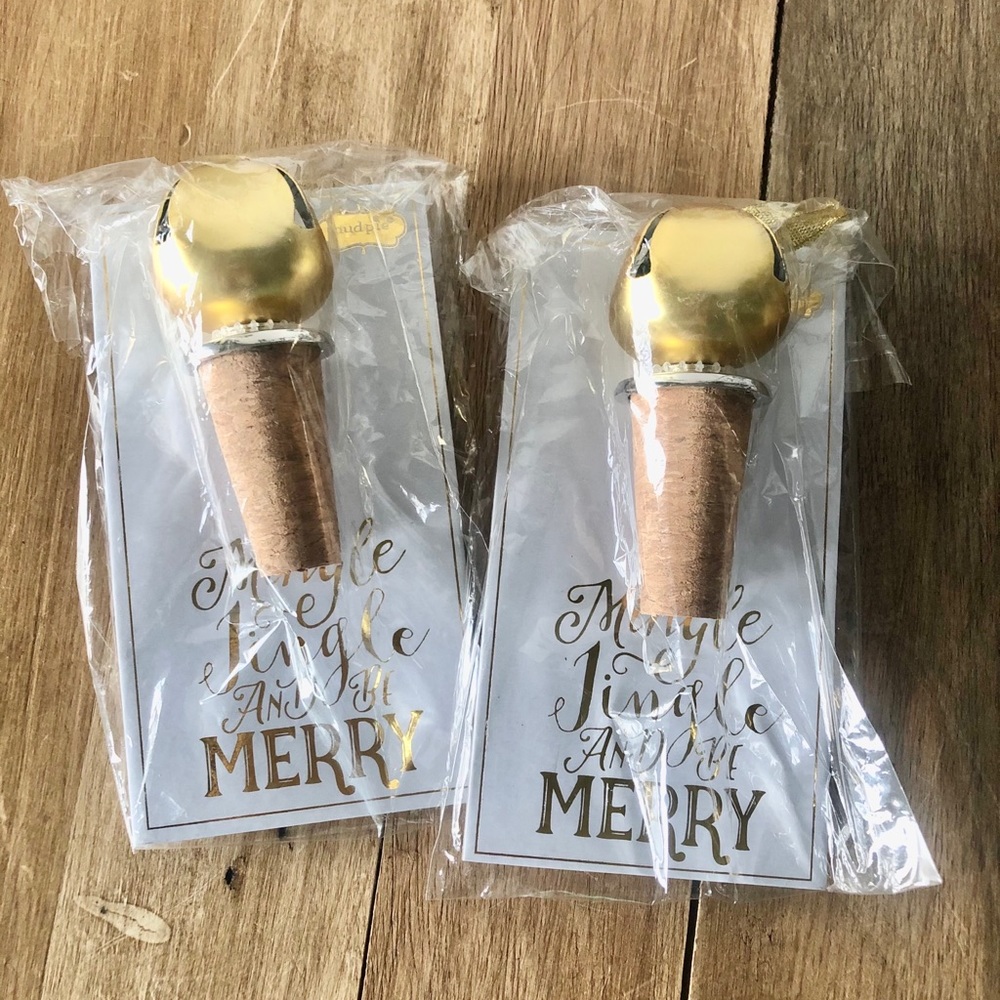 Pair of Jingle Bell Bottle Toppers by Mud Pie